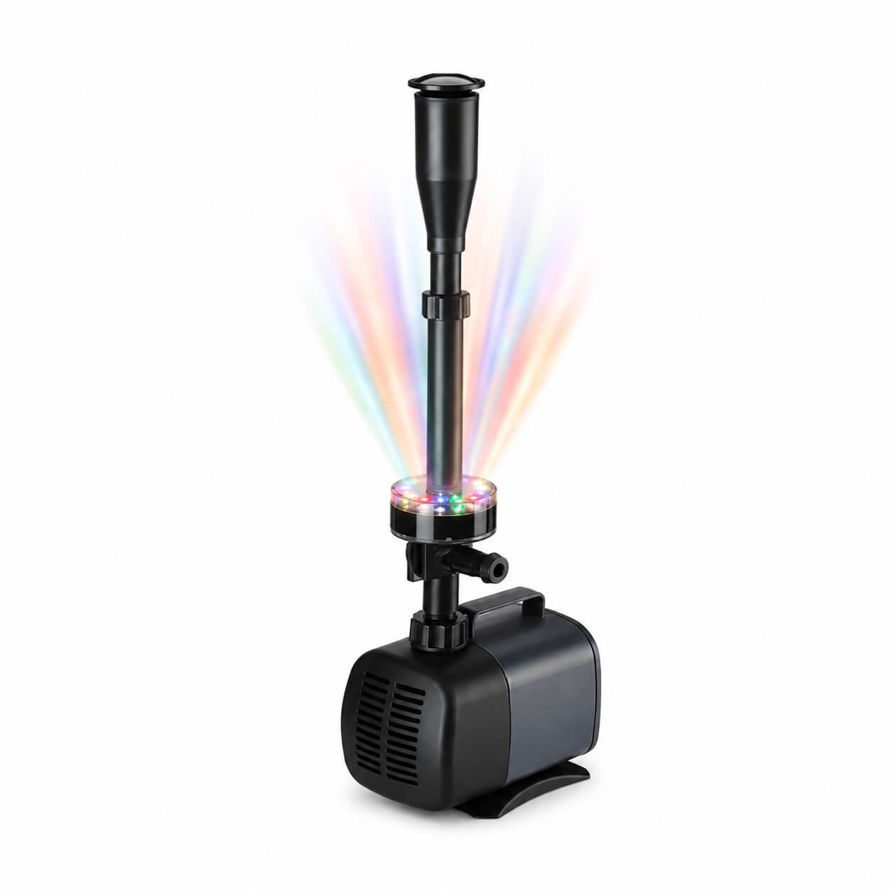 Fantana arteziana cu leduri 2000 l/h 5 Fantana arteziana cu leduri 2000 l/h pe fundal alb cu lumini colorate