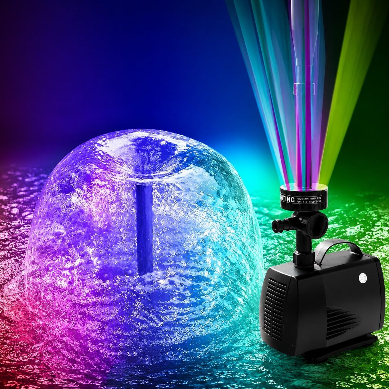 Fantana arteziana cu leduri 2000 l/h 7 Fantana arteziana cu leduri si efect de cupola luminoasa pe apa