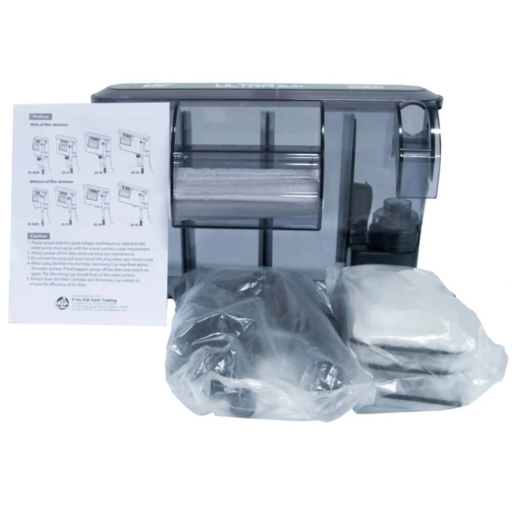 Filtru pentru acvariu cascada cu skimmer, max 70L 6 Filtru cascada acvariu cu ajustare precisa a debitului. Functionare fara zgomot si eliminarea automata a impuritatilor de suprafata.