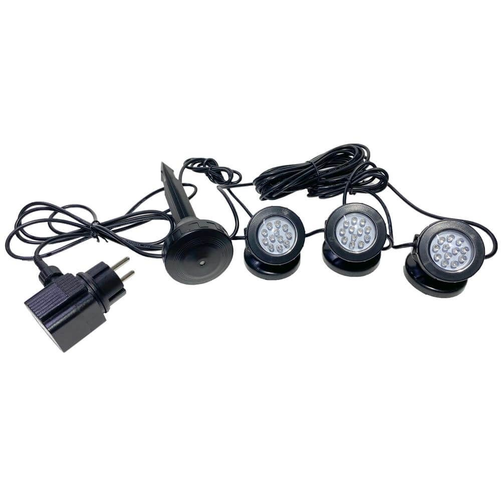 Set de trei spoturi submersibile iaz / gradina cu senzor de lumina 2 Set de trei spoturi submersibile cu LED pentru iluminat subacvatic. Pot fi folosite atat ca spoturi de exterior cat si pentru iluminat iazuri. Una din cele mai eficiente lampi pentru iazuri led subacvatica datorita senzorului de lumina. Spoturile led submersibile sunt automat pornite la lasarea serii si se opresc dimineata excluzand efortul fizic de a porni si opri lampa manual. Avantajele acestui set de trei spoturi cubmersibile cu LED: – Spoturi de exterior cu schimbare automată a spectrului de culoare RGB. – Carcasă lumini rezistentă la apă și special proiectată pentru folosire subacvatică. – Lumini potrivite pentru iluminat iazuri, cascade de apă, alei sau grădini ornamentale. – Pot fi folosite în apă sau lângă apă. – Spoturi cu înclinare reglabilă a luminii. – 12 x LED pe fiecare spot. – Senzor zi/noapte (activare automată a luminilor în întuneric / oprire automată dimineața. – Iluminat subacvatic LED de înaltă eficiență cu economisire de energie electrică 3×1,5W, 12V. – Spectru de lumină multicolor pentru un plus de culoare dat locului în care este poziționat spotul. – Leduri RGB ce isi schimba in mod constant si ciclic culoarea pentru un plus de lumina feerica. – Lungime generoasa a cablului de alimentare. – Alimentatorul se conecteaza direct la priză iar din acesta pleacă un curent de 12V si o putere de 3W fiind o tensiune inofensiva atat omului cat si mediului acvatic. – Dimensiuni mici, formă atractivă. – Ușor de instalat și de folosit. Dimensiuni spot luminos: Φ57,4 x 54 x 70,3 mm. Distanța cablurilor între spoturi este de 1 m. Set de trei spoturi submersibile cu LED cu lungimea cablului de alimentare de la spoturi la senzorul de lumina este de 4,7 metri. Lungimea cablului de alimentare de la senzorul de lumina la sursa de alimentare este de 1,9 metri. Acest set de trei spoturi submersibile LED este conceput special pentru iluminatul subacvatic în iazuri, grădini și alte zone exterioare. Aceste spoturi sunt echipate cu tehnologie fiabilă si rezistentă oferind o soluție eficientă și atractivă de iluminat. Sunt perfecte atât pentru uzul exterior, cât și pentru crearea unui ambient feeric în iazurile de grădină și în fântânile arteziene. Iluminare automată și eficientă Unul dintre cele mai mari avantaje ale acestor spoturi de exterior LED este senzorul de zi/noapte care permite activarea automată a luminilor la lăsarea serii și oprirea lor în zorii zilei. Acest detaliu elimină necesitatea intervenției manuale pentru pornirea și oprirea iluminatului, oferind un confort maxim utilizatorilor. Fiecare spot este dotat cu 12 LED-uri care asigură o iluminare de înaltă eficiență și un consum redus de energie, de doar 3×1,5W. Design versatil și rezistent Spoturile sunt dotate cu o carcasă robustă și rezistentă la apă, concepută special pentru utilizare subacvatică. Designul lor compact și atractiv, împreună cu posibilitatea de a regla înclinarea luminii, face aceste spoturi extrem de versatile și adaptabile la orice mediu. Se pot instala ușor în apă sau în apropierea apei, fiind ideale pentru iluminat iazuri, cascade de apă sau grădini ornamentale. Spectru de culoare RGB și iluminat subacvatic feeric Schimbarea automată a spectrului de culoare RGB adaugă o notă de culoare și dinamism locului în care sunt instalate spoturile. LED-urile RGB își schimbă în mod constant și ciclic culoarea, creând un efect luminos feeric și captivant. Această caracteristică transformă orice spațiu într-un peisaj de poveste, perfect pentru serile petrecute în grădină sau pentru evenimentele organizate în spații exterioare. Specificații tehnice și montaj simplu Lungimea generoasă a cablurilor între spoturi este de 1 metru, iar lungimea totală de la spoturi la sursa de alimentare ajunge până la 6,6 metri, oferind flexibilitate maximă în plasarea lor. Alimentatorul se conectează direct la priză, oferind o tensiune de 12V care este inofensivă atât pentru om, cât și pentru mediul acvatic. Instalarea acestor spoturi LED submersibile este rapidă și ușoară, fiind necesare doar câteva minute pentru a transforma complet atmosfera oricărui spațiu exterior sau acvatic. Alegeți soluția inteligentă și estetică pentru iluminat subacvatic sau exterior cu setul nostru de spoturi LED submersibile – eficiență, siguranță și magie, toate într-un singur produs.