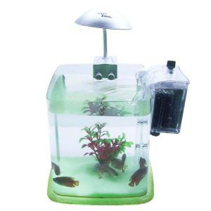 Acvariu din plastic kit complet 6 litri – ideal acvariu pesti Betta sau pesti de talie mica. Acvariu kit complet, usor de intretinut. Acvariu din plastic kit complet 6 litri este solutia ideala pentru cei care doresc sa creeze un mediu acvatic relaxant si usor de intretinut. Acest acvariu din plastic este perfect echipat pentru a gazdui pestii Betta sau alte specii de pesti mici, oferindu-le un habitat confortabil si sigur. Caracteristici: Complet echipat: Acest acvariu kit complet include un sistem de iluminare LED si un filtru cascada cu debit reglabil. Echipamentele asigura conditii optime de viata pentru pesti ce vor locui in acvariu. Dimensiuni optime: Cu 20 cm lungime, 18 cm latime si 18 cm inaltime, acest acvariu pesti mic este ideal pentru birouri, apartamente sau spatii mici. Ideal pentru Betta: Designul elegant si dimensiunile sale ofera un habitat perfect pentru pestii Betta. Potrivit si pentru pesti mici: Poti crea un acvariu comunitar cu specii compatibile de talie mica. Usor de instalat si intretinut: Acvariul din plastic este simplu de setat si mentinut, fiind ideal pentru incepatori. Cadou perfect: Acest acvariu complet echipat este o alegere excelenta pentru a fi daruit celor pasionati de acvaristica. Beneficii: Creeaza un spatiu relaxant si atractiv: Acvariul ajuta la reducerea stresului, la relaxare si la cresterea starii de bine. Solutie completa: Acest acvariu vine echipat cu sistem de filtrare, sistem de iluminare si perete despartitor pentru pesti. Iluminare LED eficienta: Consum redus de energie si lumina suficienta pentru a pune in valoare pestii si decorul acvatic. Filtrare performanta: Asigura o apa curata si sanatoasa pentru pestii tai. Design elegant: Acvariul se potriveste in orice decor, adaugand un plus de stil si eleganta. Cui se adreseaza: Incepatori in acvaristica: O solutie simpla si accesibila pentru cei care doresc sa inceapa acest hobby. Proprietari de apartamente si spatii mici: Un acvariu compact care se integreaza perfect in orice decor. Pasionati de pesti Betta: Un acvariu pesti betta special conceput pentru a le oferi un habitat ideal. Cei care doresc sa daruiasca un cadou original: Acvariul complet echipat este o alegere excelenta pentru a-l darui celor pasionati de natura. Acvariu din plastic kit complet 6 litri este un mic univers acvatic gata sa aduca viata si culoare in spatiul tau. Cu un design modern si functionalitate optima, acest acvariu este alegerea perfecta pentru orice pasionat de acvaristica.