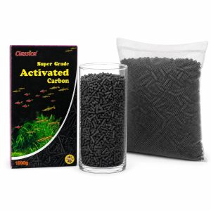 Carbune activ acvariu 1000 gr Super Grade Carbon cu cutie, cilindru din sticla si saculet filtrant cu granule