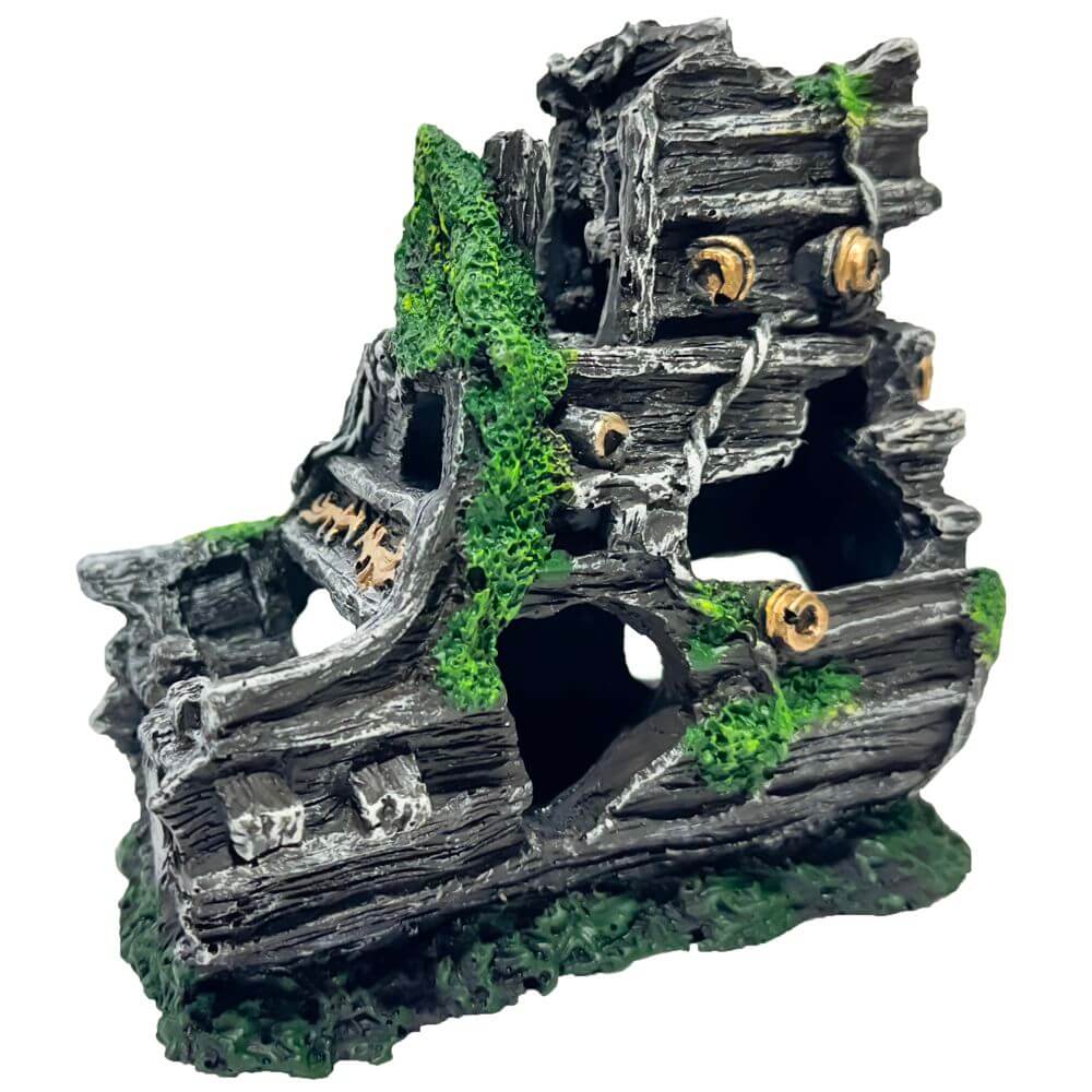 Decor pentru acvariu spatele unei corabii 2 Decor pentru acvariu, Decor acvariu 3D, decoruri acvarii artificiale, amenajarea acvariului pentru pesti, un element impresionant pentru un peisaj subacvatic tematic si captivant.