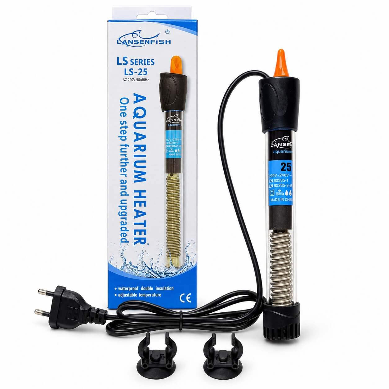 Mini incalzitor acvariu 25W 2 Incalzitor acvariu 25W LS-25 cu termostat, cablu, ventuze si cutie