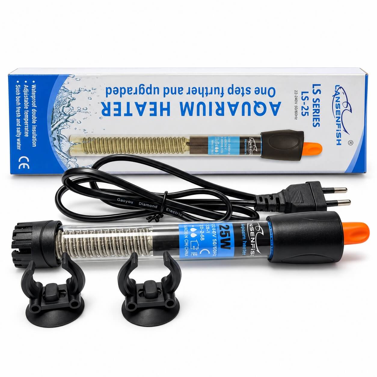 Mini incalzitor acvariu 25W 8 Aparat de incalzit apa in acvariu LS-25 cu termostat, ventuze si ambalaj