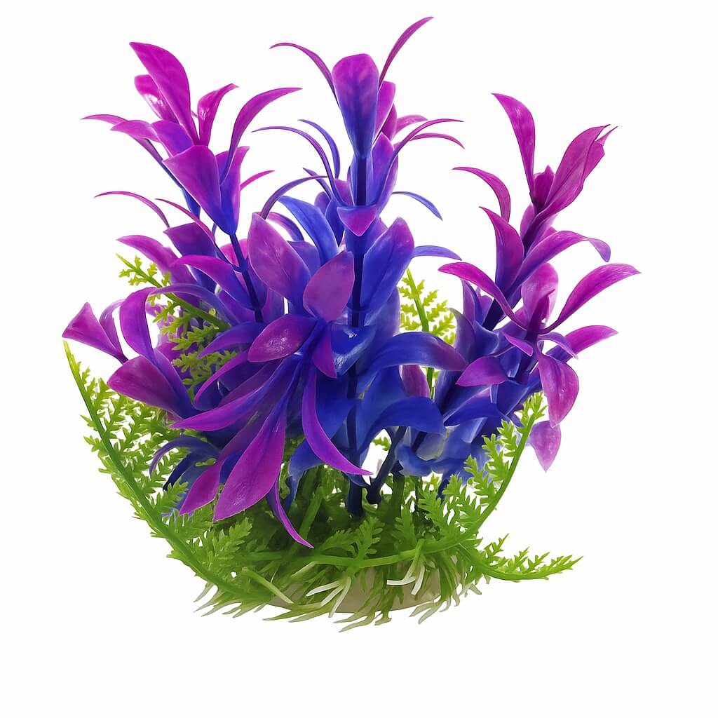 Plante acvariu fara substrat 18 cm Hygrophila violet 1 Plante acvariu fara substrat Hygrophila violet 18 cm aduce explozie de mov si albastru pentru orice planta de acvariu. Plante artificiale flexibile si sigure, perfecte pentru aranjamente flori artificiale acvariu creative si intretinere minima.