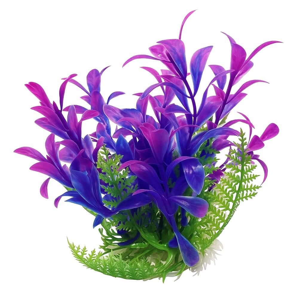 Plante acvariu fara substrat 18 cm Hygrophila violet 2 Plante acvariu fara substrat Hygrophila violet ofera contrast puternic mov-albastru, inlocuind rapid orice planta de acvariu pretentioasa. Plante artificiale robuste, ideale pentru aranjamente flori artificiale acvariu ce nu afecteaza parametrii apei.