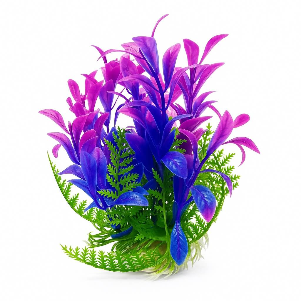 Plante acvariu fara substrat 18 cm Hygrophila violet 4 Plante acvariu fara substrat Hygrophila violet este accentul cromatic suprem: mov intens, albastru electric si verde crud. Fiecare planta de acvariu devine vedeta. Plante artificiale cu baza ceramica, ideale pentru aranjamente flori artificiale acvariu durabile si sigure pentru pesti.