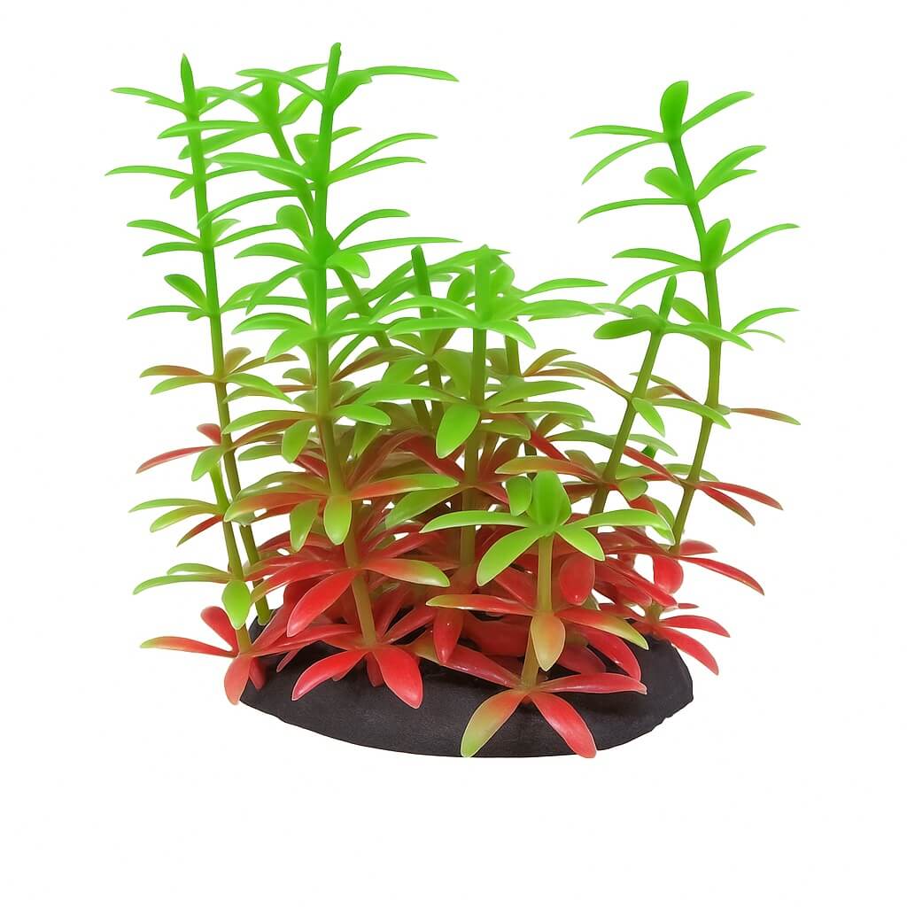 Plante de acvariu artificiale 8 cm Elodea rosu verde 1 Plante de acvariu Elodea 8 cm aduc un mix rosu-verde vibrant; plante artificiale sigure, cele mai rafinate flori artificiale pentru acvariu, perfecte ca accent in nano-acvarii.