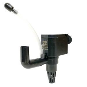 Pompa submersibila 500 l/h Sobo Power Head se poate utiliza ca pompa fantana artizanana, pompa submersibila de apa transfer dintr-un bazin in altul. Pompă de apă silentioasă, durabilă și de calitate. Power Head – urile de asemenea pot fi folosite ca pompe de acvariu pentru filtre de burete sau simpla recirculare a apei din acvariu. Materialele din care este fabricat acest produs garantează o durată de viață mare. Ușor de curățat și de întreținut. Aceasta pompa submersibila 500 l/h Sobo Power Head ofera performante excelente, fiind potrivita pentru recircularea apei si crearea de fluxuri de apa, la mini fantani arteziene si sisteme de filtrare. Beneficiaza de un design compact si eficienta energetica. Detalii tehnice: Debit maxim: 500 l/h. Înălțimea maximă a coloanei de apă ridicată conform declarației producătorului: 0,5 m. Putere / Consum electric: 6 W. Dimensiuni pompă: Lungime = 7,2 cm. lățime = 3,8 cm. înălțime = 10,1 cm. Diametrul exterior al ștuțului de evacuare a apei: 13 mm. Diametrul exterior al sorbului: 20 mm. Lungimea cablului de alimentare: 110 cm.