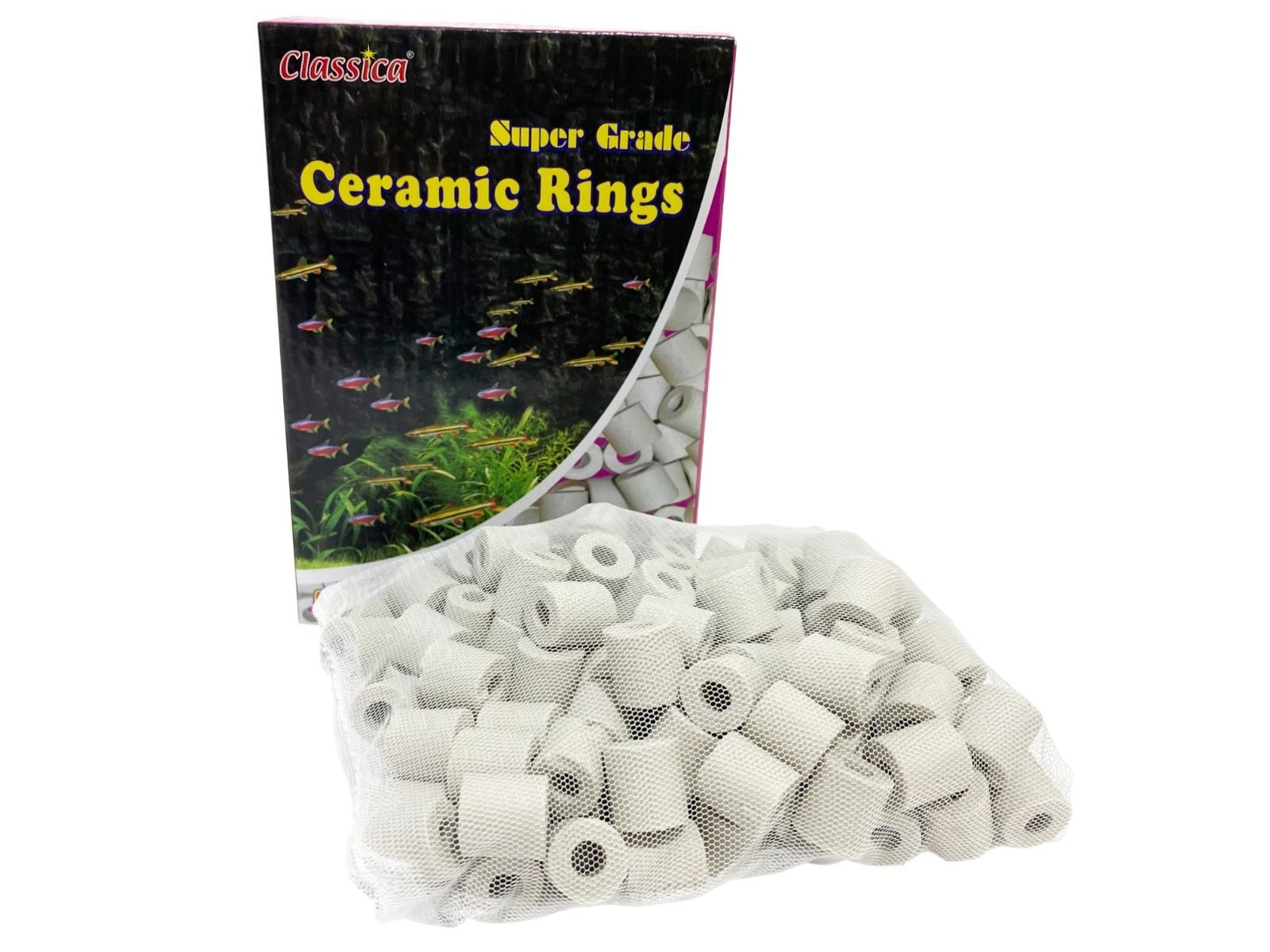 Inele ceramice pentru filtru acvariu Classica Super Grande Ceramic Rings 500 gr 3 Inele ceramice Classica Super Grande din ceramica de inalta calitate pentru filtrare avansata. Material filtrant acvariu natural, fara aditivi toxici. Ceramica filtru acvariu cu porozitate mare, perfecta pentru mentinerea unui ecosistem echilibrat.