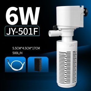 Filtru alb intern de acvariu, ideal pentru acvarii de 40 – 60 litri. Filtru acvariu intern eficient, asigura curatarea apei cu un debit de 500 l/h. Acest filtru acvariu intern este solutia ideala pentru pasionatii de acvaristica care cauta un filtru compact si puternic, usor de intretinut si cu un consum redus de energie de doar 6W. Cu un design modern si eficient, acest filtru alb intern de acvariu este conceput sa imbunatateasca estetica si sanatatea acvariului, oferind o calitate superioara a apei si un mediu sigur si confortabil pentru pesti.