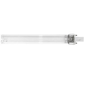 Bec UV 11W, Bec ultraviolete UV-C, pentru acvarii si iazuri. Bec lampa UV 11W eficient pentru filtru apa UV, asigura apa limpede si sanatoasa. Bec UV de 11W de schimb pentru lampa cu ultraviolete sau alte instalatii ce folosesc modelul de bec UV 11W PL ( cel cu 2 pini) utilizate la combaterea problemelor legate de apa verde – filtru UV de 11 W. Bec UV de calitate superioara de la Aqua Zonic. Bec UV pentru lampile cu ultraviolete de la Aqua Zonic sau alte lampi UV-C compatibile. Putere: 11W. Dimensiuni: Lungime totală ( fără pini ): 23,5 cm. Lungimea părții de sticlă: 19,3 cm.