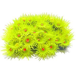 Corali artificiali pentru acvariu galbeni neon, ornament acvariu ideal care se integreaza usor intre corali reali si alte decoratiuni acvariu marin, oferind un background fluorescent si atractiv pentru pesti curiosi.