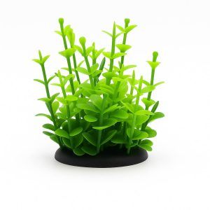 Plante mici artificiale Bacopa 8 cm ofera verde intens; plante artificiale rezistente, perfecta planta decorativa artificiala cu baza ceramica, ideale ca plante acvariu incepatori, titlu: Plante mici artificiale acvariu 8 cm Bacopa.