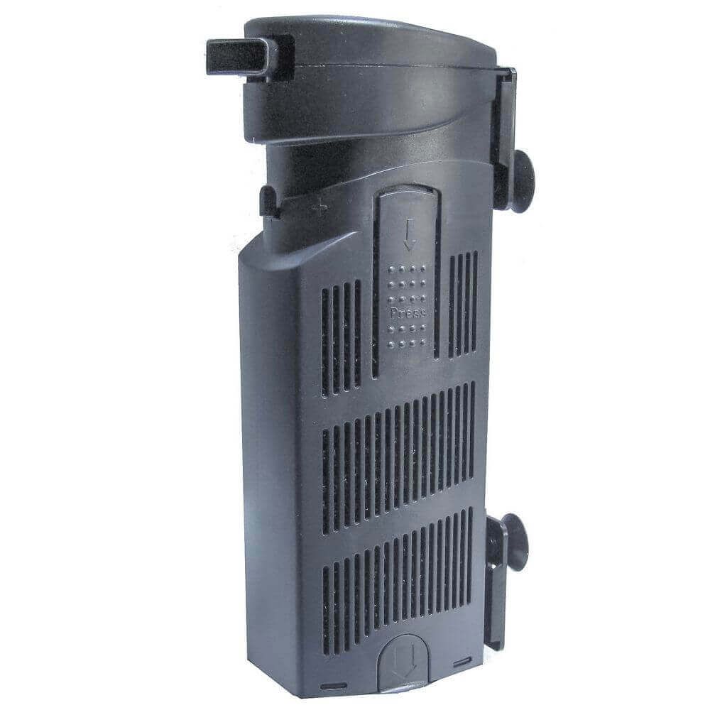 Filtru acvariu 100 litri Smart 800 l/h 2 Acest filtru intern acvariu este o alegere excelenta pentru pasionatii de acvaristica, deoarece combina silentiozitatea cu performanta inalta si eficienta in filtrarea apei. Filtru acvariu silentios, modelul Smart 800 mentine nivelul de zgomot la minimum, fara a compromite calitatea procesului de filtrare, fiind ideal atat pentru acvariile tropicale, cat si pentru cele de apa rece. Intretinere simpla pentru un mediu acvatic sanatos Pentru a asigura functionarea optima si durabila a filtrului, este recomandata curatarea periodica a buretelui filtrant si inlocuirea carbunelui activ si a zeolitului la fiecare 2-3 saptamani. Aceasta intretinere regulata contribuie la un mediu sanatos pentru pestii si plantele din acvariu, prevenind acumularea de substante toxice si asigurand o calitate constanta a apei. Recomandari de utilizare Filtrul acvariu 100 litri Smart 800 este potrivit pentru orice tip de acvariu de apa dulce de pana la 100 de litri, fiind usor de adaptat in diferite configuratii acvatice. Este ideal atat pentru acvariile de incepatori, cat si pentru cele mai avansate setup-uri acvatice, oferind un mediu optim pentru locuitorii acvariului. De ce sa alegi filtru acvariu Smart 800? Prin combinatia intre eficienta, silentiozitate si usurinta in utilizare, Smart 800 reprezinta o investitie de valoare pentru oricine doreste un filtru electric acvariu de incredere si durabil. Sistemul avansat de filtrare in 3 etape garanteaza calitatea apei pe termen lung, iar reglajul debitului si designul ergonomic permit o personalizare completa a experientei acvatice. Concluzie Alege filtru acvariu 100 litri Smart 800 l/h pentru a te bucura de un acvariu curat si sanatos, cu apa limpede si lipsita de impuritati. Cu o performanta remarcabila si usor de intretinut, acest filtru acvariu silentios este solutia ideala pentru a mentine sanatatea si claritatea mediului acvatic.