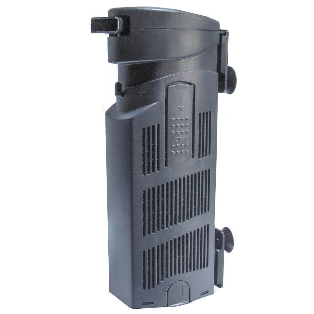 Filtru acvariu 80 litri Smart 600 l/h 2 Filtru acvariu 80 litri Smart 600 asigura claritate superioara si sanatate acvatica datorita sistemului de filtrare in mai multe etape si mediilor de filtrare de calitate superioara. Buretele filtrant permite captarea impuritatilor mari, oferind astfel un filtru intern acvariu eficient in eliminarea particulelor vizibile, iar carbunele activ si zeolitul mentin apa fara toxine si mirosuri. Ideal pentru orice pasionat de acvaristica Acest filtru intern acvariu este solutia ideala pentru pasionatii de acvaristica ce doresc sa ofere un mediu sanatos si bine intretinut pentru pestii si plantele acvatice. Cu un sistem de filtrare complet – mecanic, biologic si chimic – acest filtru acvariu 80 litri ofera o calitate de top la un pret accesibil, fiind adaptabil atat pentru acvariile de incepatori, cat si pentru cele mai avansate configuratii.