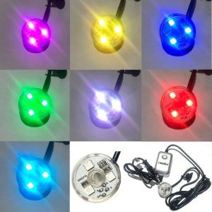Leduri rezistente la apa ideale pentru decor acvarii, fantani sau piscine. Led subacvatic cu 7 culori, spot leduri submersibil, lumini apa atractive. Creeaza ambient cu leduri subacvatice si mini spoturi led eficiente si usor de instalat.