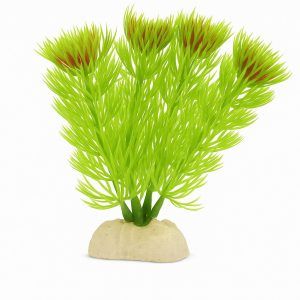Plante pentru acvarii Diandra 13 cm, flori artificiale pentru acvariu portocaliu-verde, plante artificiale realiste pe baza ceramica, plante ornamentale artificiale ideale pentru nano acvarii sau chiar acvarii mari.