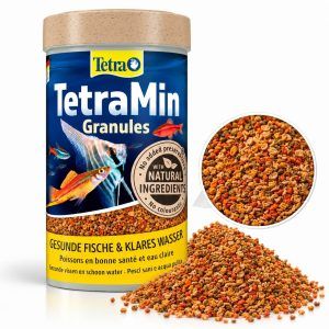 Hrana pesti exotici Tetramin Granulat 250ml, recipient TetraMin Granules si mini granule pentru pesti ornamentali de apa dulce