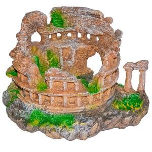 Decor acvariu coloseum roman, un ornament autentic pentru amenajare acvariu pesti. Alege ornamente acvariu inspirate de Roma antica.