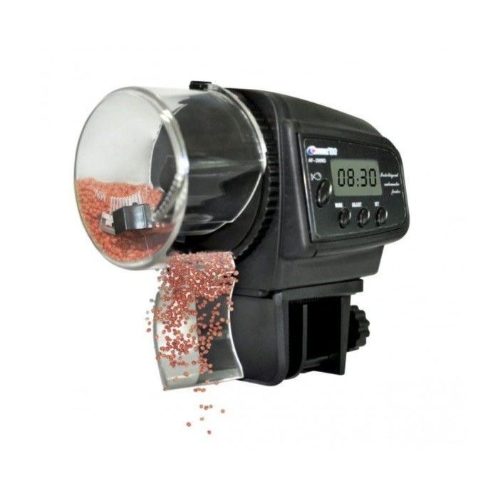 Hranitor automat acvariu AF2009D cu display digital ofera control total asupra programului de hranire. Ideala ca hranitoare pesti, asigura distributie precisa si constanta. Solutie eficienta de automat hrana pesti, fiind un hranitor automat pesti de incredere.