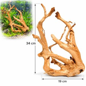 Red Moor pentru peisaj acvariu LM13, lemn natural 34 x 19 cm cu exemplu de amenajare