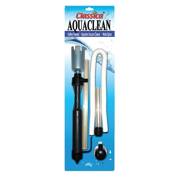 Aspirator substrat acvariu electric pe baterii CLASSICA AQUA CLEAN 1 Aspirator substrat acvariu electric pe baterii de la Classica. Aspirator acvariu foarte eficient capabil sa faca o buna sifonare substrat acvariu scotand toata mizeria acumulata pe fundul acvariului in nisip sau pietris redand curatenia apei in acvariu. Aspirator substrat acvariu electric pe baterii de la Classica. Oferă avantajul unui curățat fără fir, o sifonare excelentă a substratului acvariului. – Alimentarea cu baterii elimină riscul de electrocutare – Necesită 2 baterii “C” (nu sunt incluse). AquaClean permite îndepărtarea ușoară a deșeurilor din partea de jos a acvariului. Îndeplinește urmatoarele funcții: – 1) curățarea eficientă a pietrișului – 2) sifonarea apei – Poate fi utilizat deopotrivă atât în cazul acvariilor mari cât și în cazul acvariilor mici prin intermediul țevilor telescopice interschimbabile cu care este dotat. Cu un furtun atașat la el se poate utiliza chiar și la schimburile de apă. – Sacul de la aspirator colectează toate resturile. – Bateriile nu sunt incluse. Aspirator substrat acvariu dotat cu o pompă de apă cu un debit de 520 litri/oră. Descopera eficienta curatarii cu aspirator substrat acvariu electric pe baterii de la Classica Pastrarea unui acvariu curat si sanatos devine mult mai simpla cu ajutorul aspiratorului de substrat pentru acvariu electric alimentat cu baterii de la Classica. Acest aspirator acvariu este proiectat sa ofere o solutie eficienta si sigura pentru sifonarea substratului acvariului eliminand mizeria acumulata si imbunatatind claritatea apei fara riscul de electrocutare. Curatenie eficienta fara cabluri Aspirator acvariul Classica ce redefineste modul in care iti intretii acvariul oferind libertatea de a curata fara constrangerile unui cablu. Alimentat cu 2 baterii tip “C” (nu sunt incluse), acest dispozitiv elimina mizeria de pe fundul acvariului, fie ca este vorba de nisip sau pietris, asigurand o apa curata si limpede pentru locuitorii acvariului. Performanta si versatilitate Indiferent de dimensiunea acvariului tau, fie ca este mare sau mic, aspiratorul electric de la Classica se adapteaza nevoilor tale. Echipat cu tevi telescopice interschimbabile, iti permite sa ajungi in toate colturile acvariului iar furtunul atasabil il face ideal chiar si pentru schimburile de apa. Cu un debit de 520 litri pe ora, pompa de apa a acestui aspirator asigura o curatare eficienta si rapida. Caracteristici cheie pentru o curatare eficienta: Alimentare pe baterii: Elimina riscul de electrocutare si ofera mobilitate totala in timpul curatarii. Curatarea pietrisului: Indeparteaza eficient toate resturile acumulate, mentinand substratul acvariului in conditii optime. Sifonarea apei: Simplifica intretinerea acvariului prin eliminarea deseurilor si mentinerea claritatii apei. Flexibilitate: Ideal pentru orice tip de acvariu, datorita tevilor telescopice si furtunului atasabil. Colectarea deseurilor: Sacul de la aspirator retine resturile, facand curatenia mai curata si mai eficienta. Concluzie Aspiratorul de substrat pentru acvariu electric pe baterii de la Classica este un instrument esential pentru orice acvarist care isi doreste o metoda simpla, sigura si eficienta de a mentine curatenia acvariului in procesul de sifonare substrat acvariu. Usor de folosit si extrem de eficace, acest dispozitiv transforma intretinerea acvariului dintr-o corvoada intr-o activitate placuta, permitandu-ti sa te bucuri de frumusetea mediului acvatic fara griji.