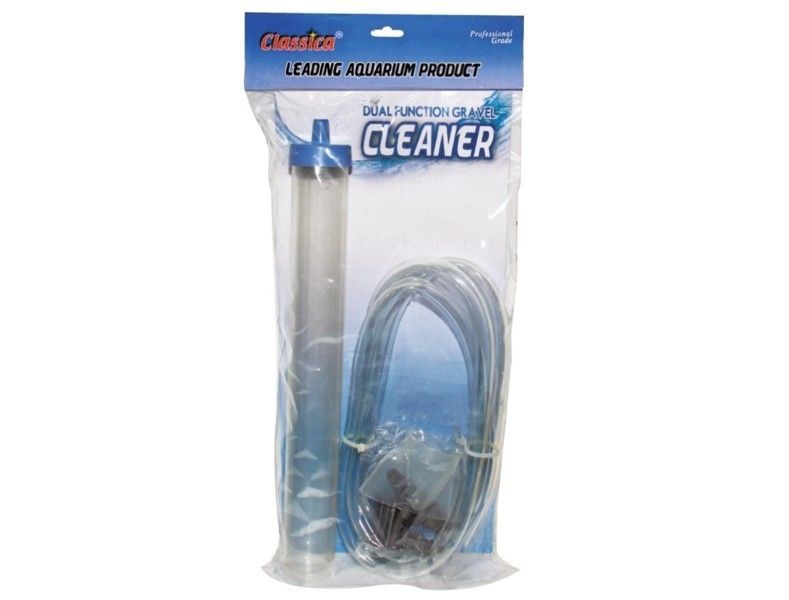 Aspirator pietris acvariu Dual Function Gravel Cleaner 1 Aspirator pietris acvariu cu 2 functii conceput pentru curatarea substratului si pentru a schimba apa din acvariu. Sifonator aspirator substrat acvariu cu capatul interior al palniei special conceput pentru a colecta eficient sedimentele de la suprafața sau din interiorul pietrișului. Aspirator acvariu care la capătul inferior este prevăzut cu filee ce permit sifonarea acvariului chiar și pe la colțuri. Sifonatorul este prevăzut cu un robinet cu bilă controlabilă vă permite să selectați debitul de apă sifonat cu ușurință. Foarte eficient in curățarea eficientă a substratului de nisip sau pietriș din acvariu Clema cu care acest sifonator de acvariu este prevazută faciliteaza prinderea pe acvariu în timpul funcționării când este folosit pentru evacuarea apei din acvariu. Produs profesional de folosință îndelungată cu înălțimea de 40 de centimetri.
