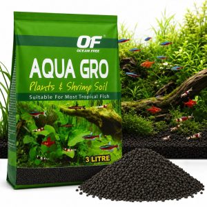 Sol fertil acvariu Aqua Gro Soil 3 litri cu granule negre si acvariu plantat