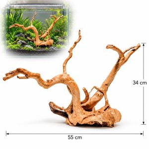 Radacini acvariu estetice Red Moor Wood RM13, 55 x 34 cm, cu exemplu de amenajare in acvariu