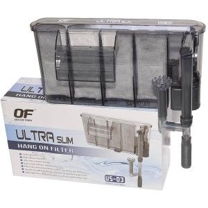 Filtru cascada cu skimmer ultra slim, perfect pentru acvarii max 100L. Asigura o filtrare eficienta si colecteaza pelicula uleioasa de la suprafata.
