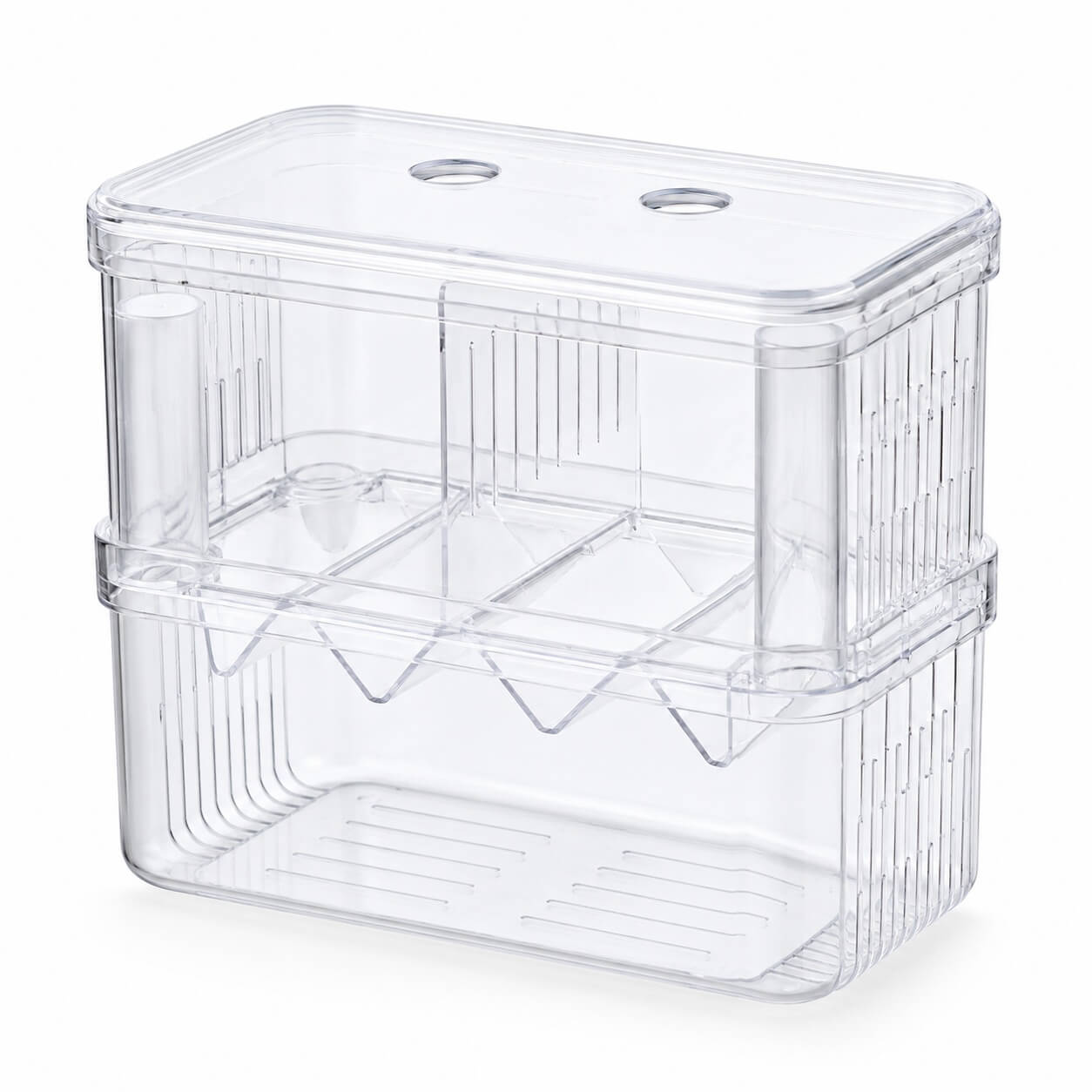 Fatatoare si separator pesti in V marime XL 12 Fatatoare si separator pesti in V marime XL, produs transparent complet cu capac