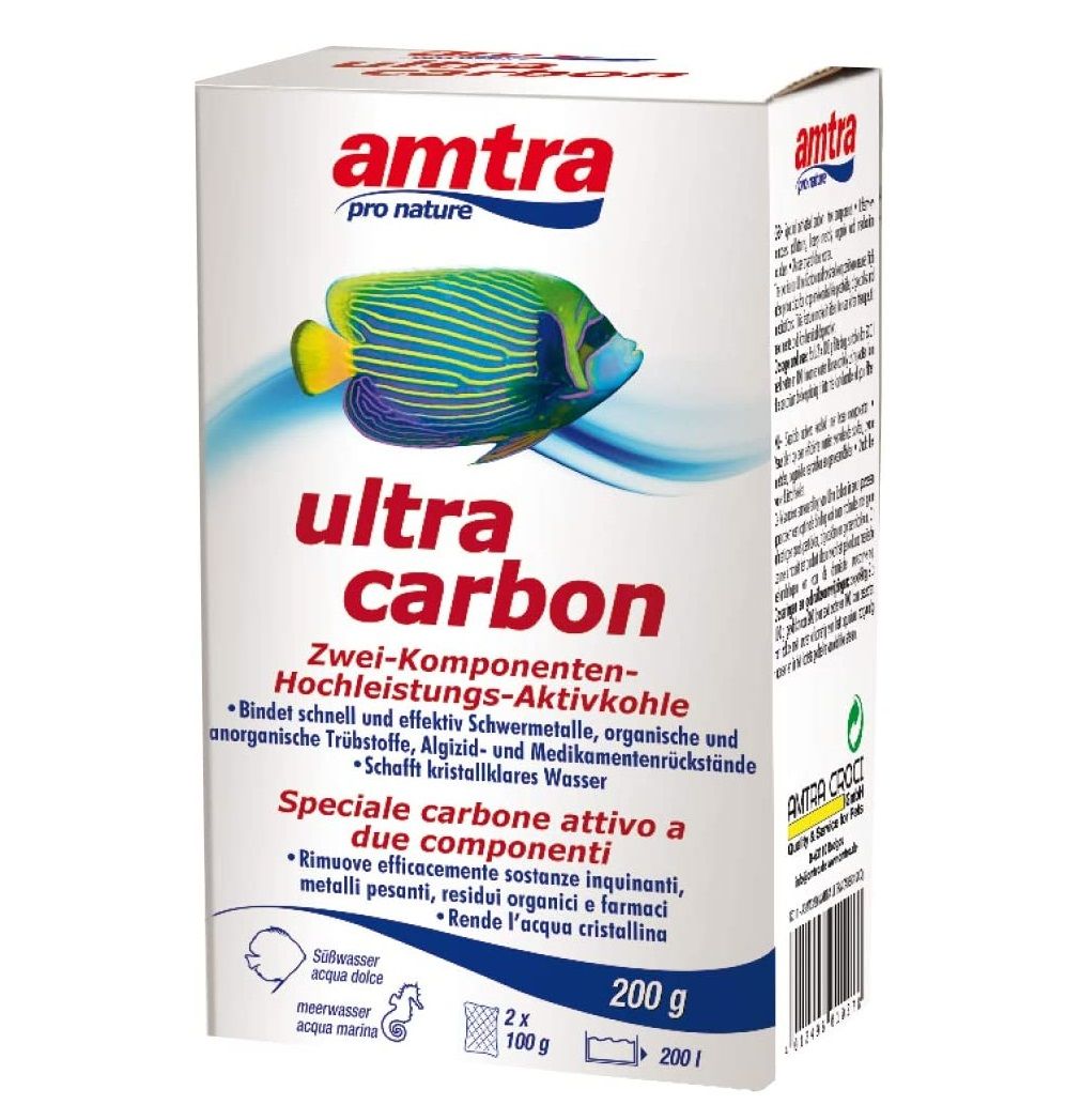 Carbune activ acvariu Amtra Ultra Carbon 200 gr. 1 Carbune activ acvariu Amtra Ultra Carbon 200g pentru filtrare eficienta. Carbune activ acvariu si carbune activ filtru acvariu performant.