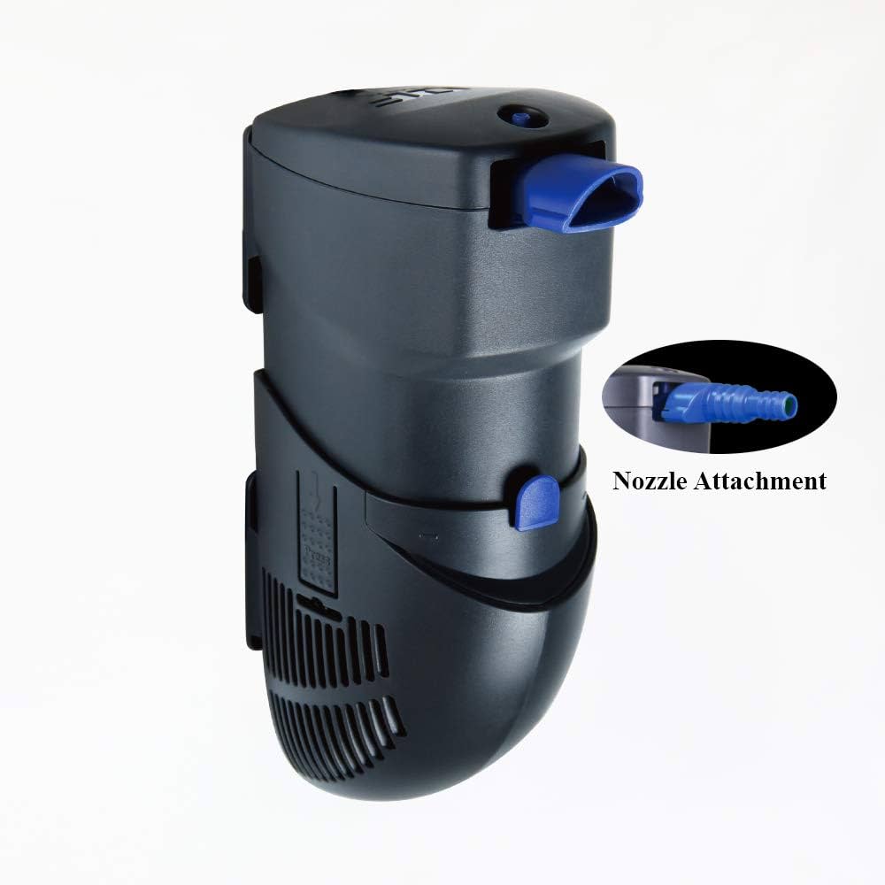 Filtru acvariu Ocean Free Hydra 20 acvarii max.100 litri 8 Caracteristici principale ale filtrului Ocean Free Hydra 20 Purificator apa acvariu de inalta eficienta – tehnologia Hydro-Pure reduce instant nivelul de amoniac si alte toxine, garantand un mediu sigur pentru pestii tai. Filtru acvariu 100 litri – recomandat pentru acvarii de pana la 100 litri, filtrul Ocean Free Hydra 20 este suficient de puternic pentru a mentine un volum mare de apa curata si stabila. Proces rapid de filtrare si stabilizare a apei – eliminarea amoniacului si reducerea drastica a nivelurilor de nitriti si nitrati ajuta la prevenirea sindromului acvariului nou si la imbunatatirea claritatii apei. Design compact si economic – dimensiuni de doar 111 x 73 x 200 mm, cu un consum redus de energie de 6 W, ideal pentru utilizarea fara costuri mari. Debitul apei de pana la 400 l/h – capacitatea de filtrare permite o circulare optima a apei si o purificare constanta.