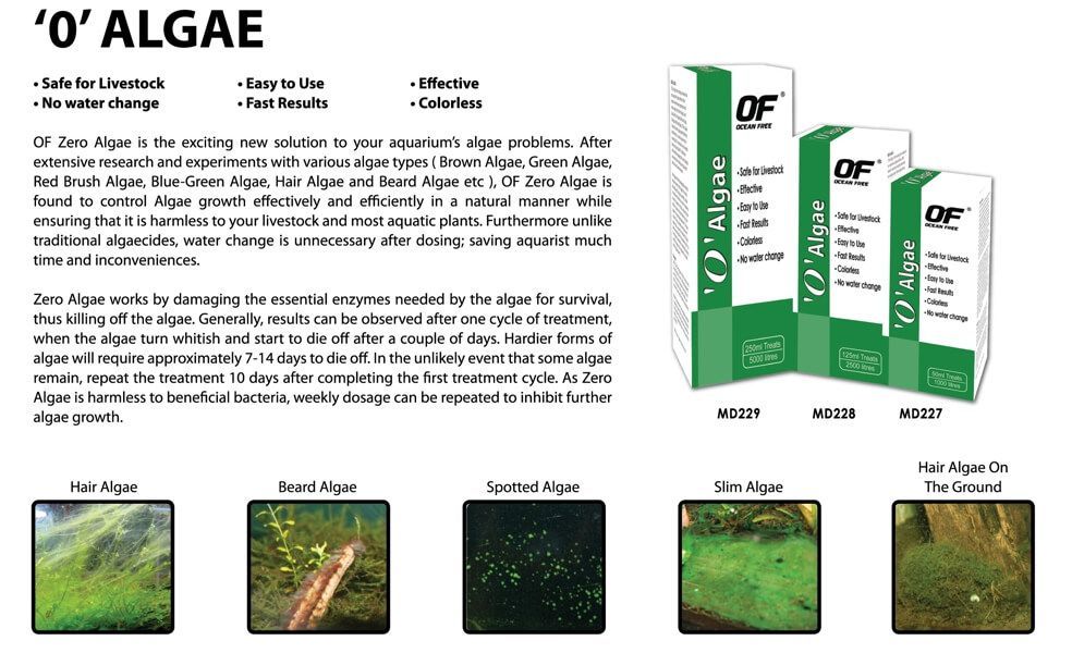 Zero Algae solutie contra alge acvariu pt 2500 l 2 Ocean Free O Zero Algae solutie contra alge acvariu pentru alge filamentoase, alge tip barba, alge verzi si alge pe substrat