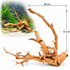 Radacini de lemn decor acvariu Red Moor Wood RM19, 30 x 23 cm, cu exemplu de amplasare in acvariu