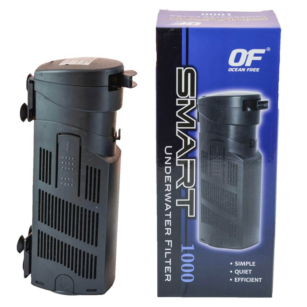 Filtru acvariu pana in 200 litri Smart 1000 lph 1 Filtru acvariu pana in 200 litri Smart 1000 lph, filtru intern performant. Filtre acvariu preturi accesibile, ideal pentru filtrare apa acvariu curata. Acest filtru acvariu pana in 200 litri Smart 1000 lph reprezinta alegerea perfecta pentru mentinerea unui acvariu curat si sanatos. Acest filtru intern eficient si compact, produs de Ocean Free, asigura o filtrare apa acvariu la cel mai inalt nivel prin trei tipuri de filtrare: biologica, mecanica si biochimica. Perfect adaptat pentru acvariile de pana la 200 litri, filtrul Smart 1000 ofera un debit maxim de 1000 litri/ora, permitand circularea eficienta a apei si eliminarea impuritatilor pentru un mediu optim pentru pesti si plante.
