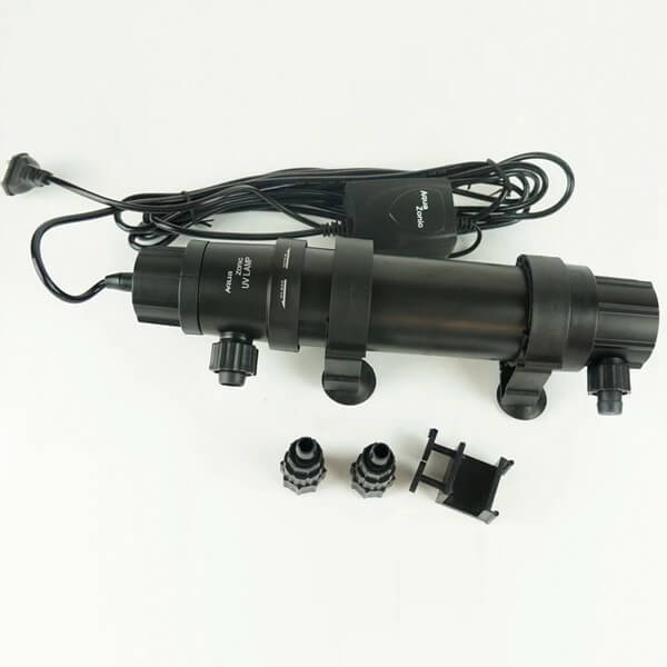 Lampa cu ultraviolete Aqua Zonic 18W 8 Lampa cu ultraviolete Aqua Zonic 18W, lampa ultraviolete dezinfectie si sterilizare acvariu si iaz, asigura filtre UV eficiente pentru apa curata. Lampa cu ultraviolete Aqua Zonic 18W este esentiala pentru pasionatii de acvaristica si proprietarii de iazuri care doresc sa mentina o apa curata si sanatoasa. Aceasta lampa ultraviolete dezinfectie si sterilizare acvariu si iaz ofera performante superioare prin utilizarea tehnologiei UV, asigurand un mediu acvatic clar si lipsit de bacterii si alge daunatoare. Beneficiile utilizarii lampii cu ultraviolete Aqua Zonic 18W Lampa cu UV-C Aqua Zonic 18W este special conceputa pentru a asigura o apa limpede in acvarii de pana la 1500 de litri si iazuri de pana la 20000 de litri. Folosind aceasta lampa UV, vei reduce semnificativ turbiditatea apei, cauzata de algele verzi si bacterii, oferind un mediu sigur si sanatos pentru vietuitoarele acvatice. Caracteristici ale lampii cu ultraviolete Aqua Zonic 18W Putere si eficienta: Cu o putere de 18W, aceasta lampa UV este ideala pentru diverse dimensiuni de acvarii si iazuri. Spectru UV de 250 nm: Lungimea de unda de 250 nm este eficienta in distrugerea algelor verzi si bacteriilor, asigurand o apa limpede. Fara efecte secundare: Utilizarea acestei lampi UV nu prezinta riscuri pentru mediul acvatic, fiind complet sigura pentru pesti si plante. Reducerea riscului de infectii: Lampa scade semnificativ numarul total de germeni, reducand astfel riscul de infectii in acvarii si iazuri. Sistem de siguranta: Lampa este dotata cu un sistem de oprire automata pentru a preveni functionarea accidentala cand este deschisa. Usor de instalat: Cu un cablu de alimentare de 5 metri, instalarea este simpla si flexibila. Design robust: Fabricata din materiale de inalta calitate, lampa este durabila si rezistenta la utilizarea indelungata. De ce sa alegi lampa cu ultraviolete Aqua Zonic 18W? Alegerea unei lampi UV pentru iazuri si acvarii este esentiala pentru a mentine un mediu acvatic sanatos. Lampa cu ultraviolete Aqua Zonic 18W este o solutie eficienta si accesibila pentru filtrarea UV in iazuri si acvarii. Cu aceasta lampa, apa ramane limpede, iar pestii si plantele sunt protejati de bacterii si alge daunatoare. Aceasta lampa UV este perfecta pentru cei care doresc o apa limpede si curata fara a compromite sanatatea pestilor si a plantelor. Prin utilizarea filtrului UV, rata imbolnavirii pestilor va scadea drastic, asigurand un mediu sanatos si atractiv vizual. Cum functioneaza lampa cu ultraviolete Aqua Zonic 18W? Lampa cu ultraviolete Aqua Zonic 18W emite radiatii UVC, care sunt cunoscute pentru capacitatea lor de a steriliza apa prin distrugerea microorganismelor daunatoare. Aceasta lampa UV sterilizare acvariu si iaz este extrem de eficienta in reducerea numarului de germeni si bacterii, prevenind astfel turbiditatea apei si mentinand claritatea acesteia. Alege lampa cu ultraviolete Aqua Zonic 18W pentru a te bucura de o apa limpede si sanatoasa in acvariul sau iazul tau. Aceasta lampa ultraviolete dezinfectie si sterilizare este solutia ideala pentru mentinerea unui mediu acvatic curat si sigur.