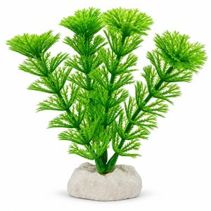 Plante pt acvariu artificiale Cabomba 13 cm, verde intens, cu baza ceramica pentru fixare stabila in substrat