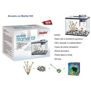 Acvariu incepatori 12 litri Starter Kit complet – acvariu complet si echipat, oferta acvariu echipat ideal pentru incepatori si avansati.