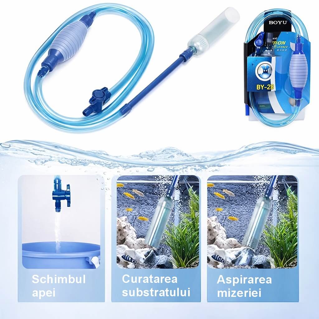 Aspirator acvariu Boyu BY-28 1 Aspirator acvariu Boyu BY-28 - aspirator substrat acvariu, aspirator de substrat pentru curatare substrat acvariu rapida.