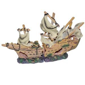 Decor acvariu epava galion cu panze, ideala pentru decoruri pentru acvariu