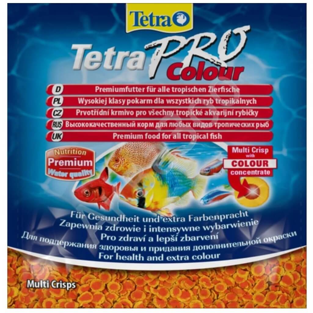 Hrana pesti exotici plic Tetra Pro Colour 12 gr 4 Hrana pesti exotici plic Tetra Pro Colour 12 gr este potrivita pentru hranirea zilnica a pestilor tropicali din acvariu. Se recomanda administrarea de portii mici, de mai multe ori pe zi, astfel incat pestii sa consume hrana in cateva minute.