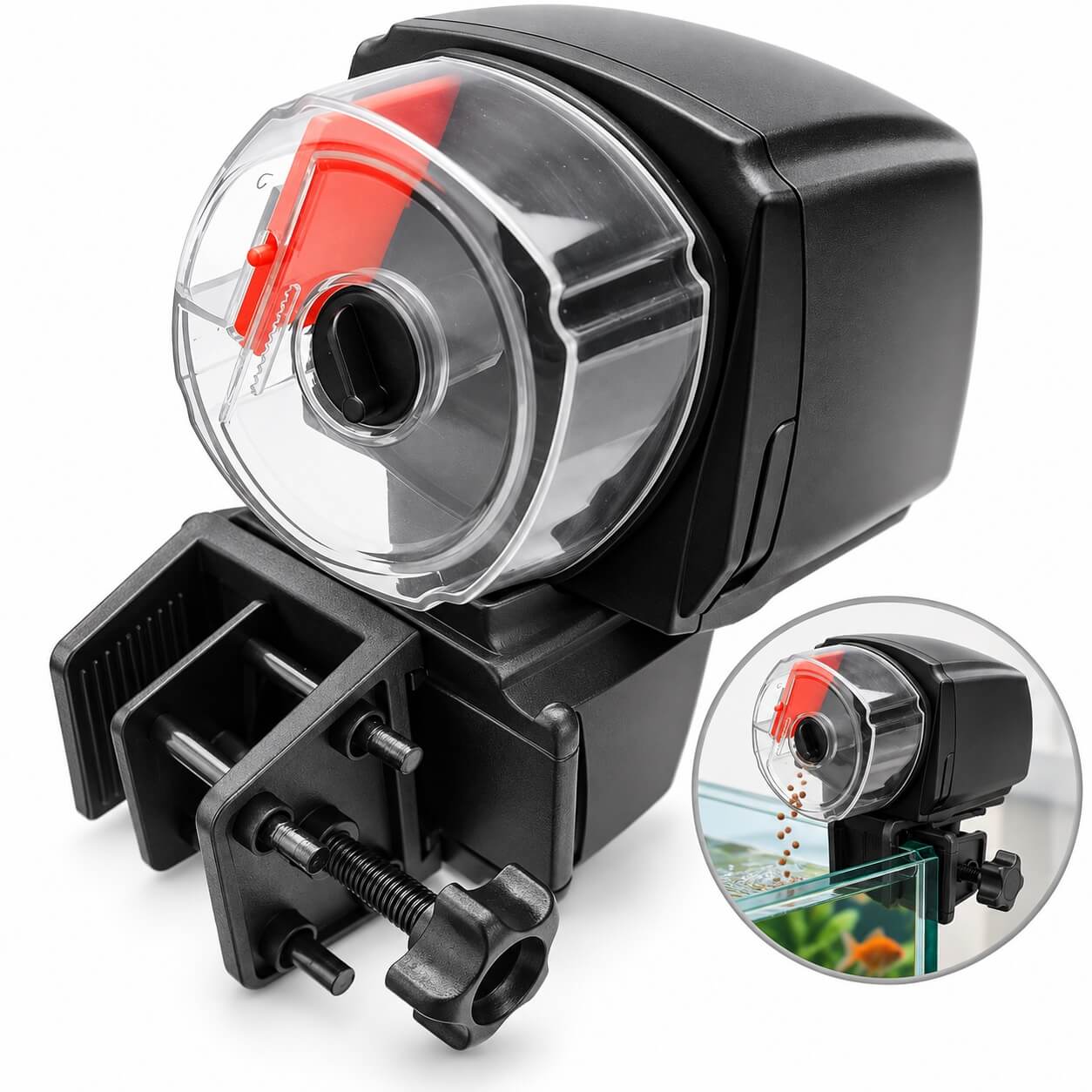 Hranitor automat acvariu BOYU ZW-66 4 Hranitor automat acvariu Boyu ZW-66 cu tambur transparent si clema de fixare