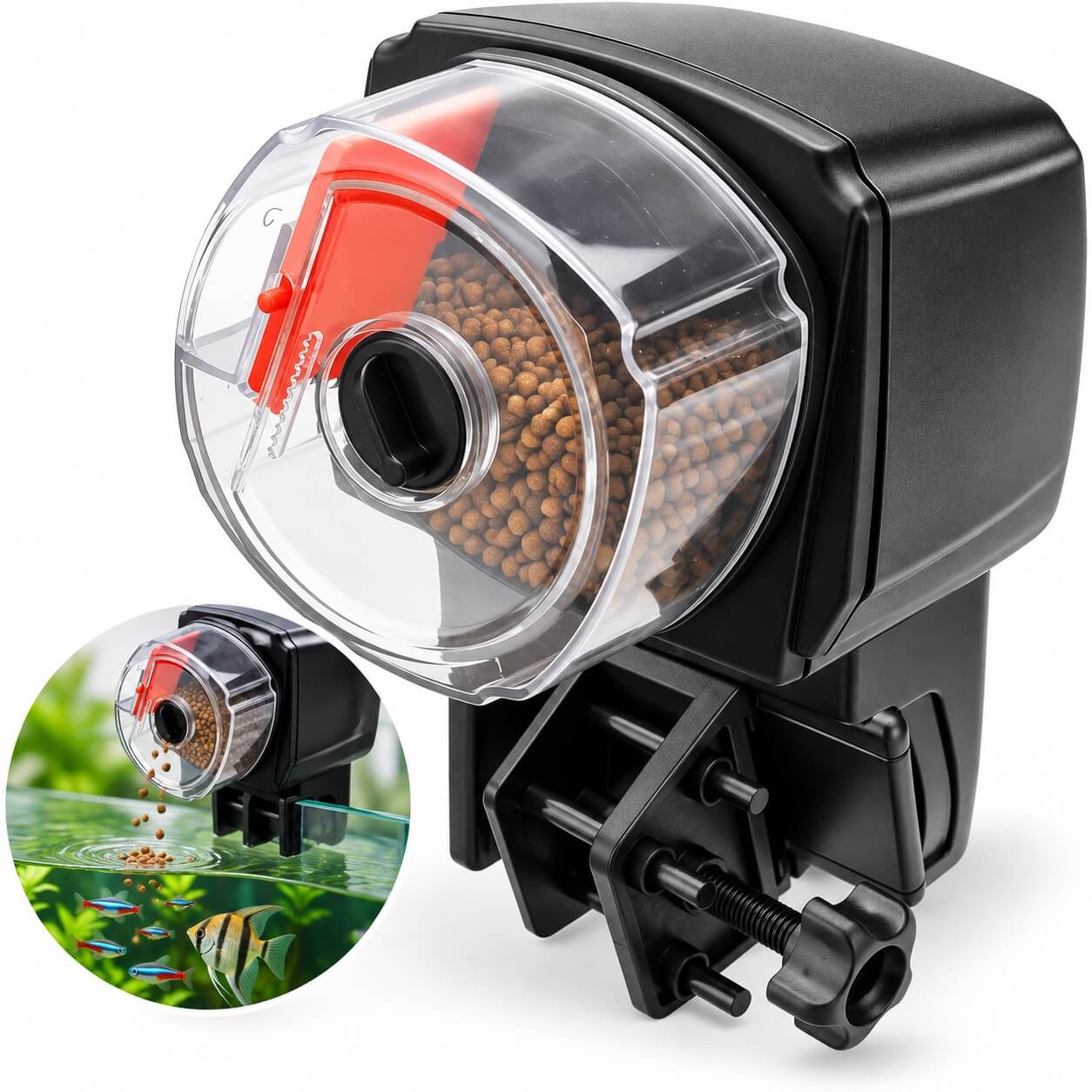 Hranitor automat acvariu BOYU ZW-66 5 Hranitor automat pesti Boyu ZW-66 cu rezervor pentru granule si suport reglabil