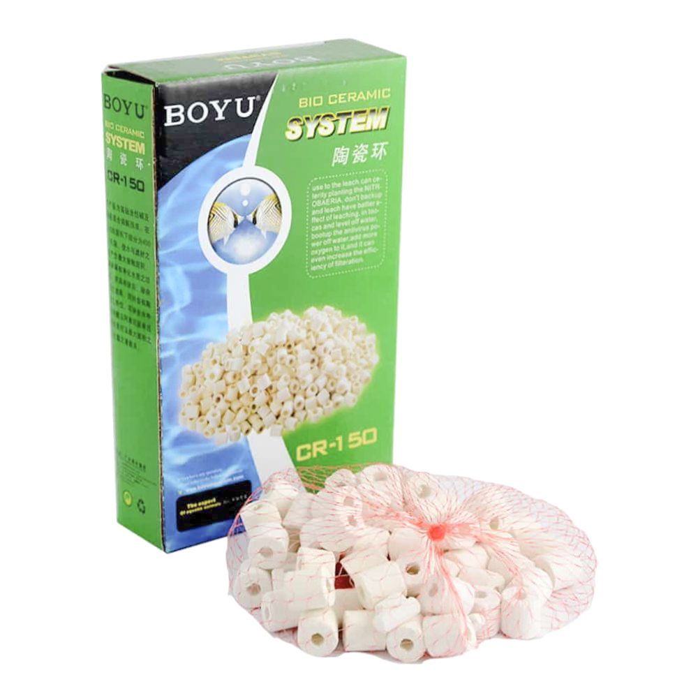 Inele ceramice filtru acvariu Boyu 150 gr. 1 Inele ceramice filtru acvariu Boyu din bioceramica acvariu ofera o filtrare biologica eficienta. Acest inele ceramica este un material filtrant acvariu ideal pentru dezvoltarea bacteriilor benefice, mentinand apa curata si echilibrul biologic stabil.