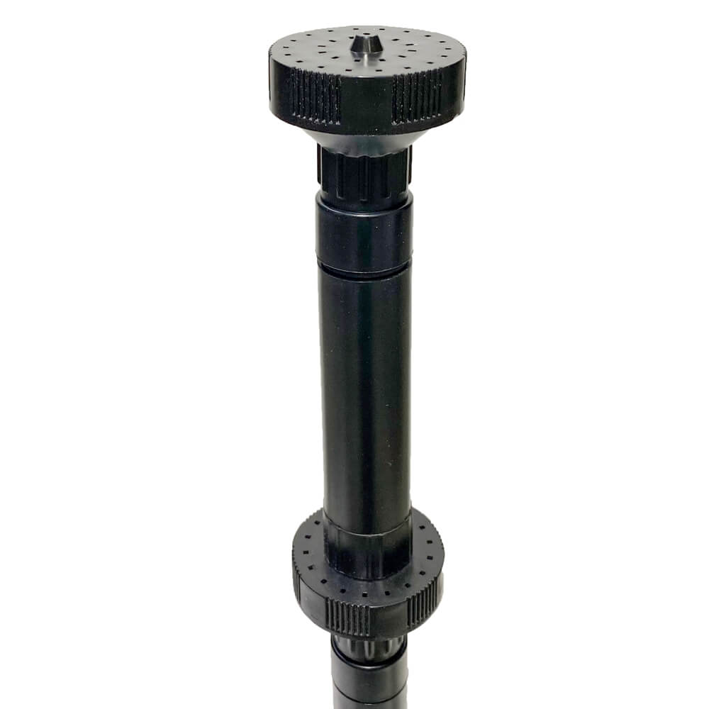 Kit fantana arteziana tasnitoare cu doua unitati de dispersie apa 8 Kit fantana arteziana tasnitoare cu doua duze de fantani arteziene din care tasneste apa intr-un mod cu totul deosebit. Kit pentru pompa fantana arteziana compatibil cu pompe ce au un debit de apa cuprins in intervalul 2000 – 15000 litri/oră. Cu cat pompa este mai puternica cu atat inaltimea jetului de apa este mai mare. Kit de dispersia apei pentru fântâni arteziene ușor de montat pe o gamă foarte variată de pompe de apă de dimensiuni diferite. Kit cu doua duze fantani arteziene din care tasneste apa intr-un mod cu totul deosebit atat din capat cat si din partea inferioara. Kit arteziana confectionat din material plastic. Ambalaj: 1 buc. / set. Chitul permite ajustarea debitului de apă având robinetul integrat în partea inferioară a acestuia. Se poate cupla la următoarele tipuri de pompe: – pompe cu ștuțul de ieșire cu filet interior diametrul 32 mm. – pompe cu ștuțul de ieșire cu filet exterior diametrul 32 mm. – pompe cu ștuțul de ieșire cu filet exterior diametrul 46 mm. – Țeavă cu diametrul interior de 41 mm. – Țeavă cu diametrul interior de 53 mm. Înălțimea totală a acestui kit arteziana de dispersie a apei este de 630 mm.