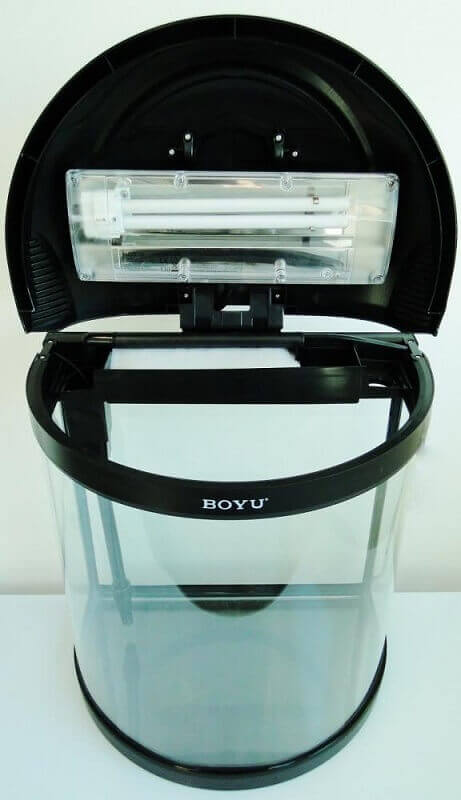 Boyu acvariu cu capac semicilindric 26 litri byg-26 negru