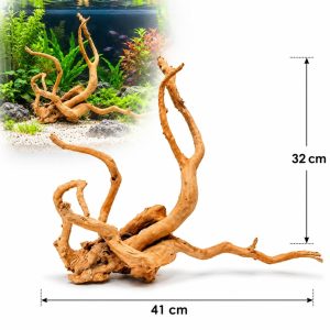 Lemn Red Moor ornament natural acvariu HW18, 41 x 32 cm, cu exemplu de amplasare intr-un acvariu plantat
